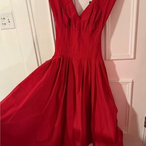 Designer Red Pleated Dress